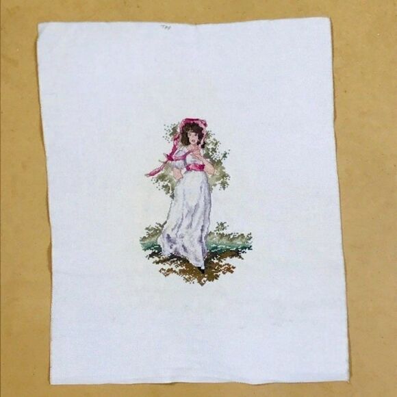 Unfinished Embroidery Canvas Cross Stitched - Picture 1 of 9